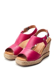 Rosa - Moda in Pelle de cunha com barra frontal em T Petrina Sandals - Imagem 2 de 4