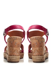 Rosa - Moda in Pelle de cunha com barra frontal em T Petrina Sandals - Imagem 3 de 4