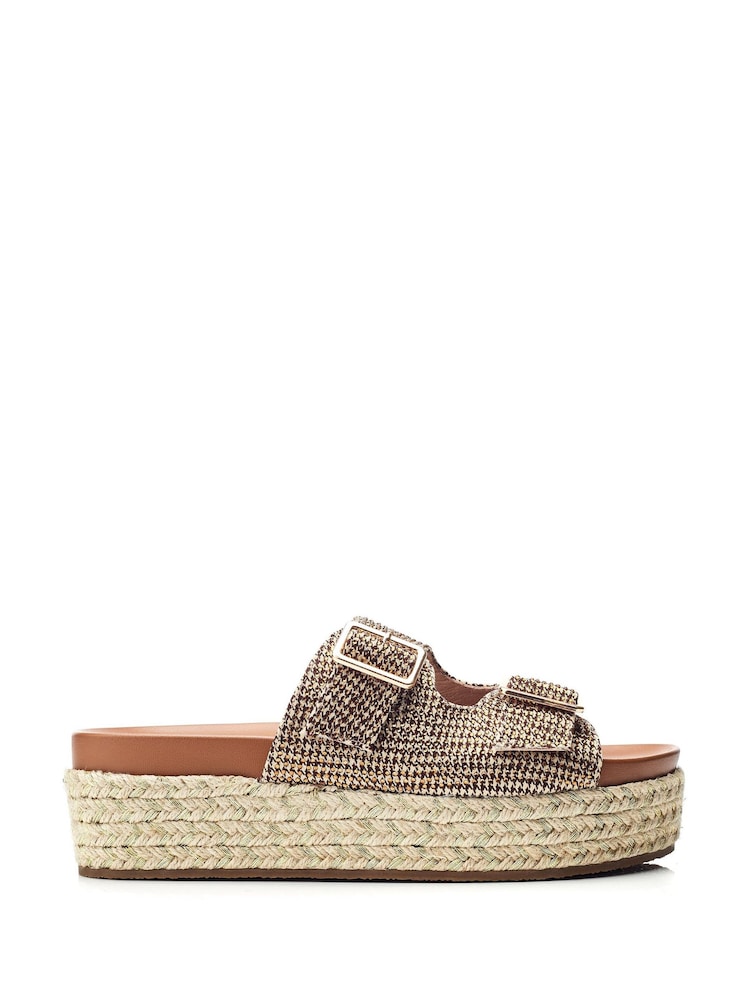 Moda in Pelle Olympe Cross-Over Footbed Black Sandals - Image 1 of 4