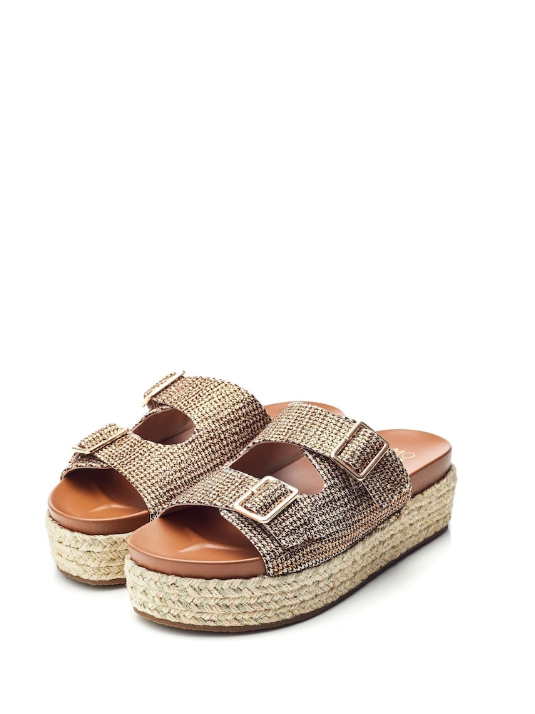 Moda in Pelle Olympe Cross-Over Footbed Black Sandals - Image 2 of 4