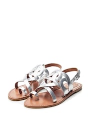 Moda in Pelle Silver Ophellian Chop Out Toe Loop Flat Sandals - Image 2 of 4