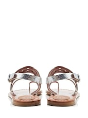 Moda in Pelle Silver Ophellian Chop Out Toe Loop Flat Sandals - Image 3 of 4