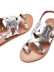 Moda in Pelle Silver Ophellian Chop Out Toe Loop Flat Sandals - Image 4 of 4