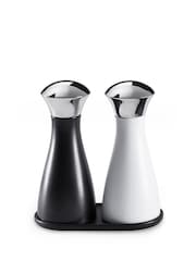 Robert Welch Black and White Signature Salt & Pepper Mills on Tray Set - Image 3 of 4