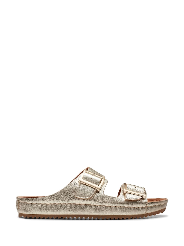Clarks Gold Leather Brookleigh Sun Sandals - Image 1 of 7