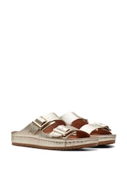 Clarks Gold Leather Brookleigh Sun Sandals - Image 3 of 7