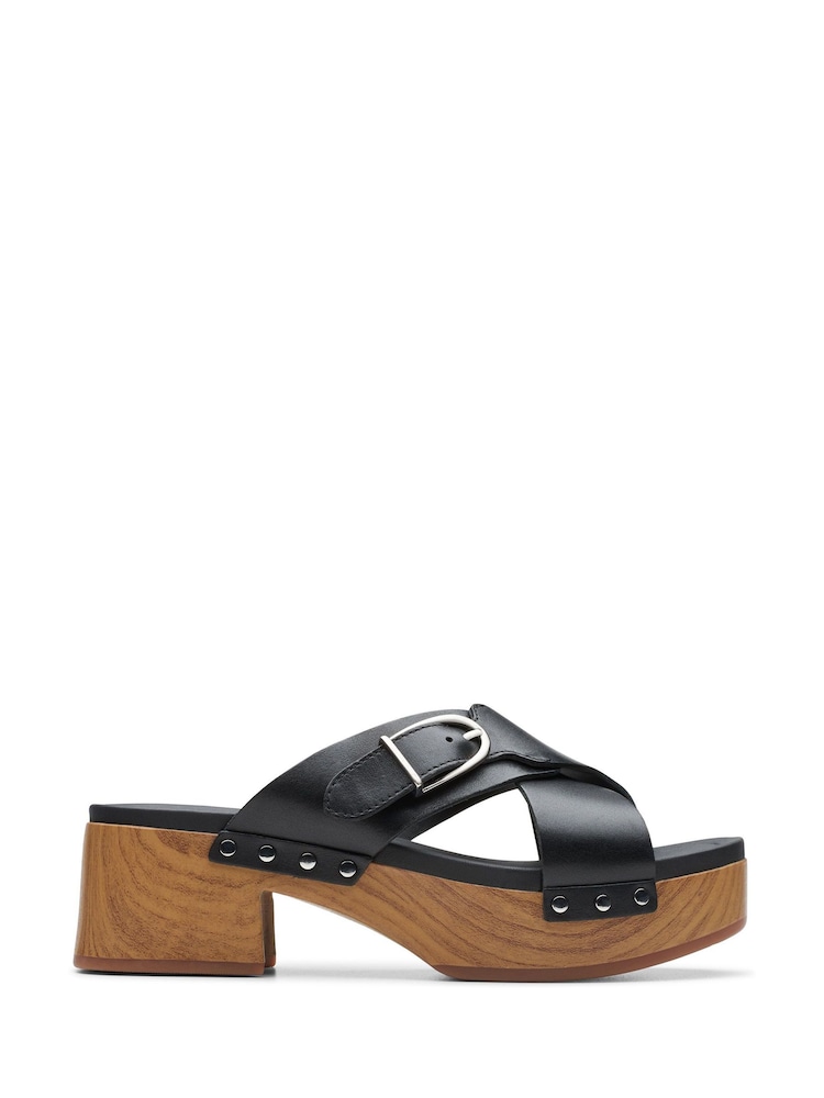 Clarks Black Leather Sivanne Walk Sandals - Image 1 of 7