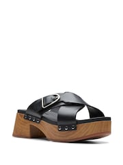 Clarks Black Leather Sivanne Walk Sandals - Image 3 of 7