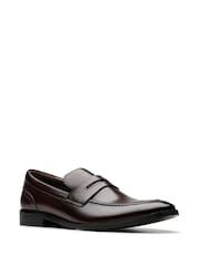 Clarks Dark Brown Leather Brandon Step Loafers - Image 4 of 7