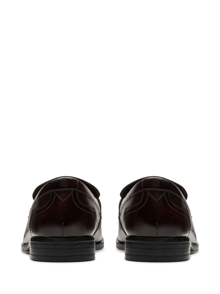 Clarks Dark Brown Leather Brandon Step Loafers - Image 5 of 7