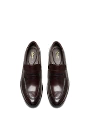 Clarks Dark Brown Leather Brandon Step Loafers - Image 7 of 7