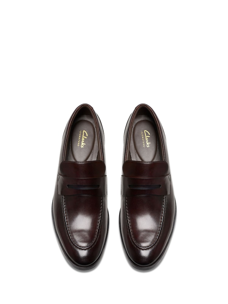 Clarks Dark Brown Leather Brandon Step Loafers - Image 7 of 7