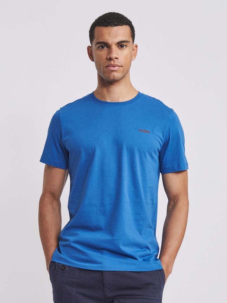 Синий - Aubin Khaki Green Horncastle 100% Cotton T-Shirt - Image 1 of 1
