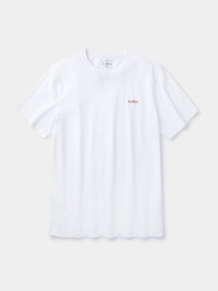 Белый - Aubin Khaki Green Horncastle 100% Cotton T-Shirt - Image 2 of 2