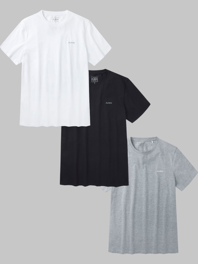 Aubin White/Black/Grey Louth T-Shirts 3 Pack - Image 1 of 1