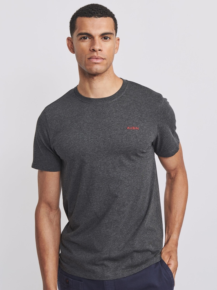 Серый - Aubin Khaki Green Horncastle 100% Cotton T-Shirt - Изображение 1 из 5