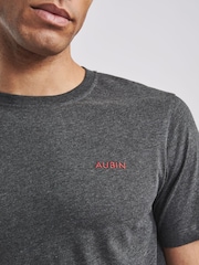 Серый - Aubin Khaki Green Horncastle 100% Cotton T-Shirt - Изображение 3 из 5