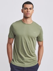 Зеленый - Aubin Khaki Green Horncastle 100% Cotton T-Shirt - Image 1 of 2