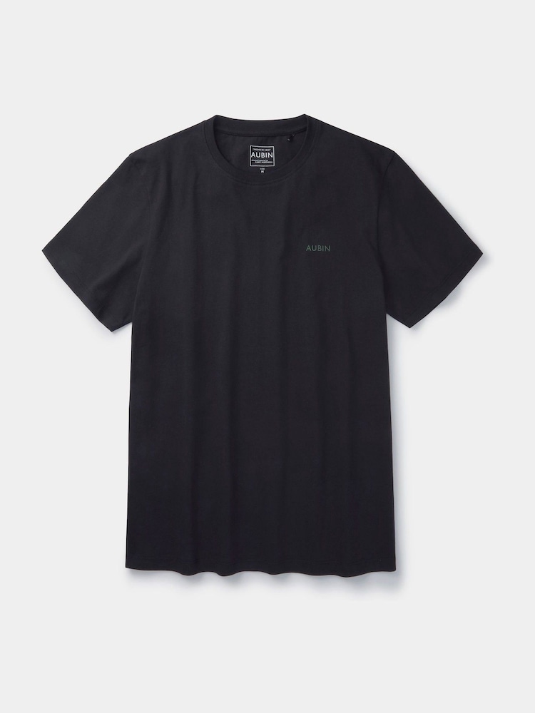 Черный - Aubin Khaki Green Horncastle 100% Cotton T-Shirt - Image 2 of 2