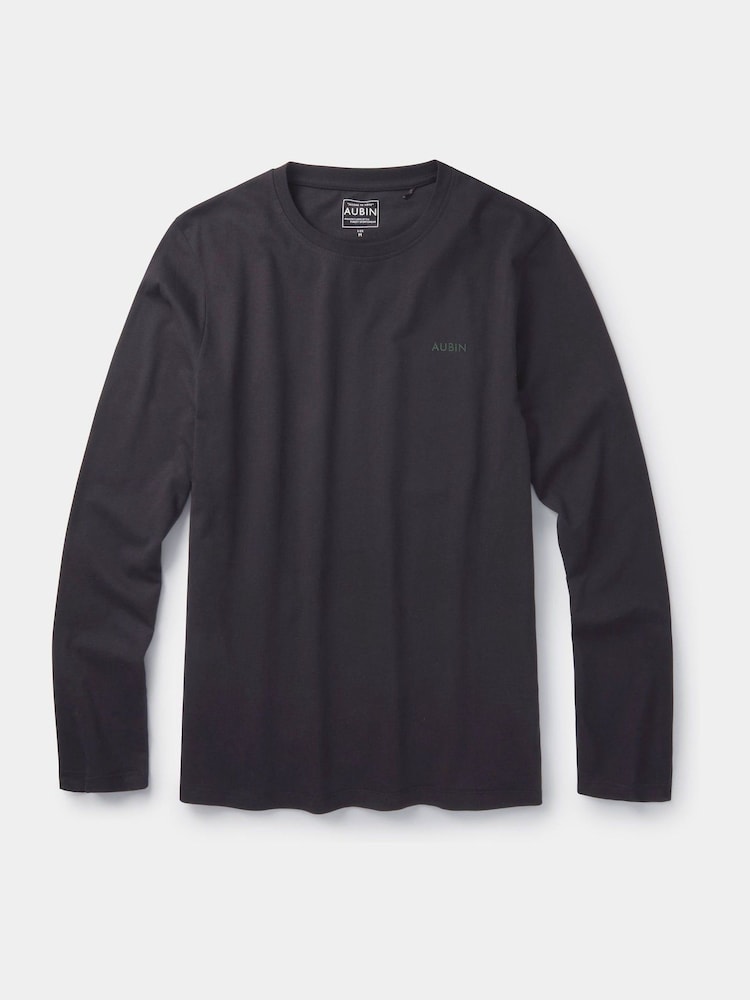 Aubin Black Alford 100% Cotton Long Sleeve T-Shirt - Изображение 2 из 2