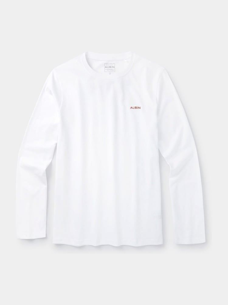 Aubin White Alford 100% Cotton Long Sleeve T-Shirt - Изображение 2 из 2
