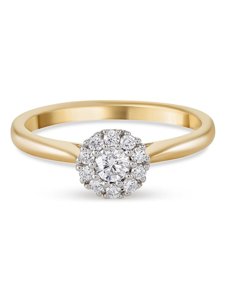 Beaverbrooks 18ct Yellow Gold Diamond Halo Ring - Image 2 of 5