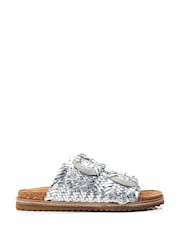 Moda in Pelle Natural Olisia Glitz Buckle Weave Footbed Sandals - Image 1 of 4