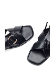 Moda in Pelle Novva Ring Detail Flat Black Sandals - Image 4 of 4