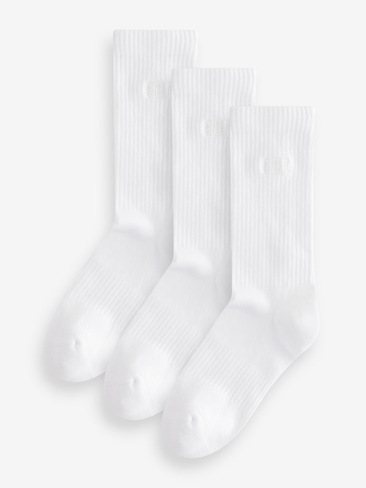 White EDIT Sports Socks 3 Pack - Image 2 of 5
