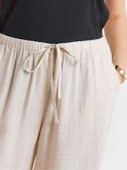Simply Be Natural Tie Waist Linen Wide Leg Trousers - Image 4 of 4