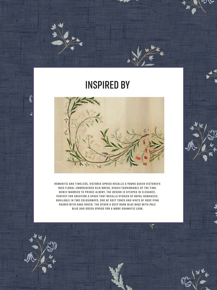 Historic Royal Palaces Midnight Victoria Sprigs Made To Measure Curtains - Image 2 of 10 Historic Royal Palaces Midnight Victoria Sprigs Made To Measure Curtains - Image 2 of 10