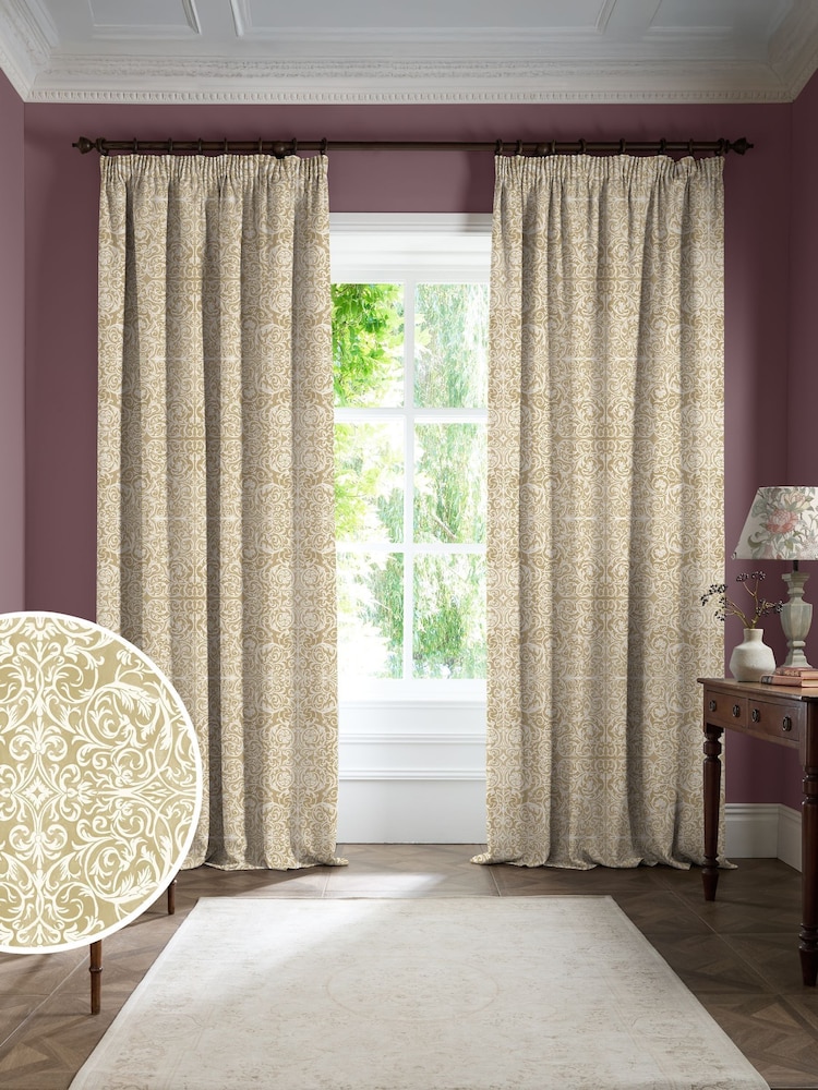 Historic Royal Palaces Ochre Kensington Made To Measure Curtains - Image 1 of 10 Historic Royal Palaces Ochre Kensington Made To Measure Curtains - Image 1 of 10