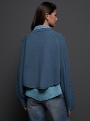 Blue Chambray Denim Shirt Layer Cable Knitted Jumper - Image 2 of 7