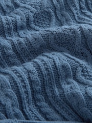 Blue Chambray Denim Shirt Layer Cable Knitted Jumper - Image 7 of 7