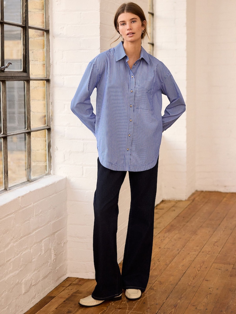 Raya azul - Camisa holgada estilo boyfriend con botones de algodón 100% - Imagen 2 de 7 Raya azul - Camisa holgada estilo boyfriend con botones de algodón 100% - Imagen 2 de 7
