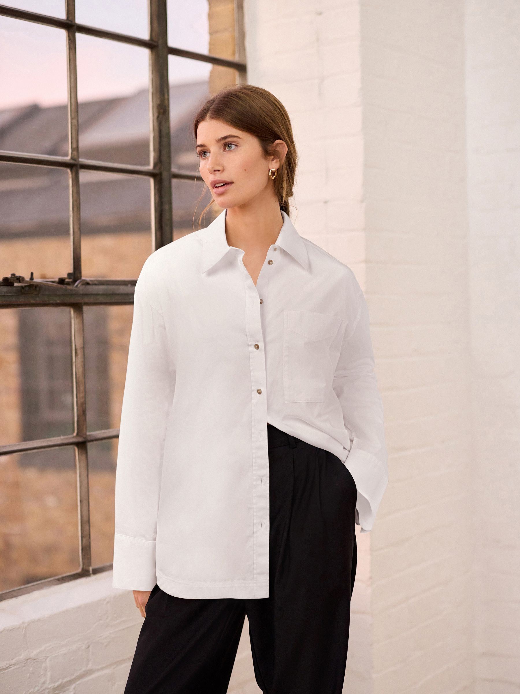 Buy White Relaxed Boyfriend Fit 100% Cotton Button Down Shirt from the Next  UK online shop