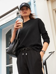 Black Long Sleeve Heavyweight Crew Neck T-Shirt - Image 1 of 5