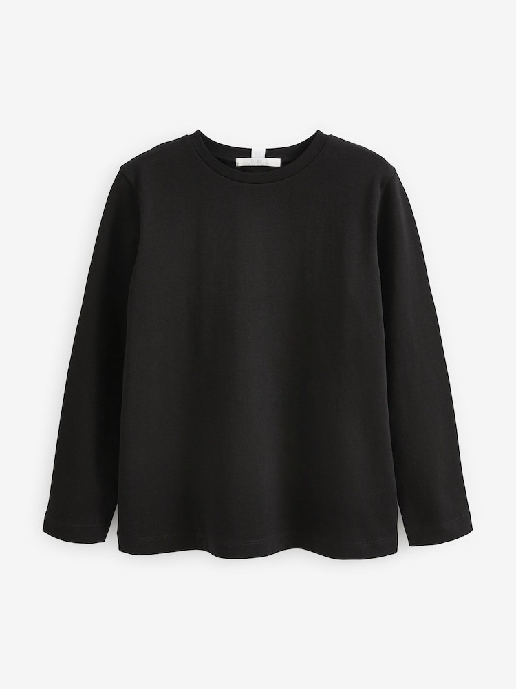 Black Long Sleeve Heavyweight Crew Neck T-Shirt - Image 5 of 5