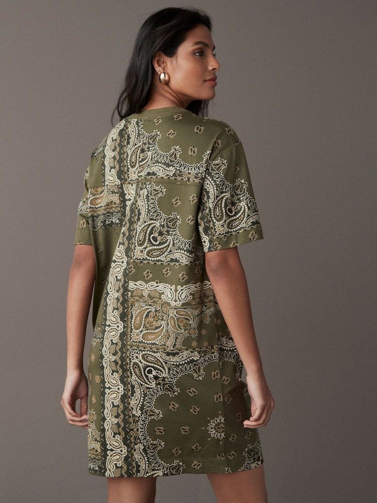 Khaki Green 100% Cotton T-Shirt Dress - Image 2 of 6