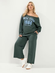 Gray - Yours Curve Slouch Sweatshirt at Jogger Set - Larawan 1 ng 5