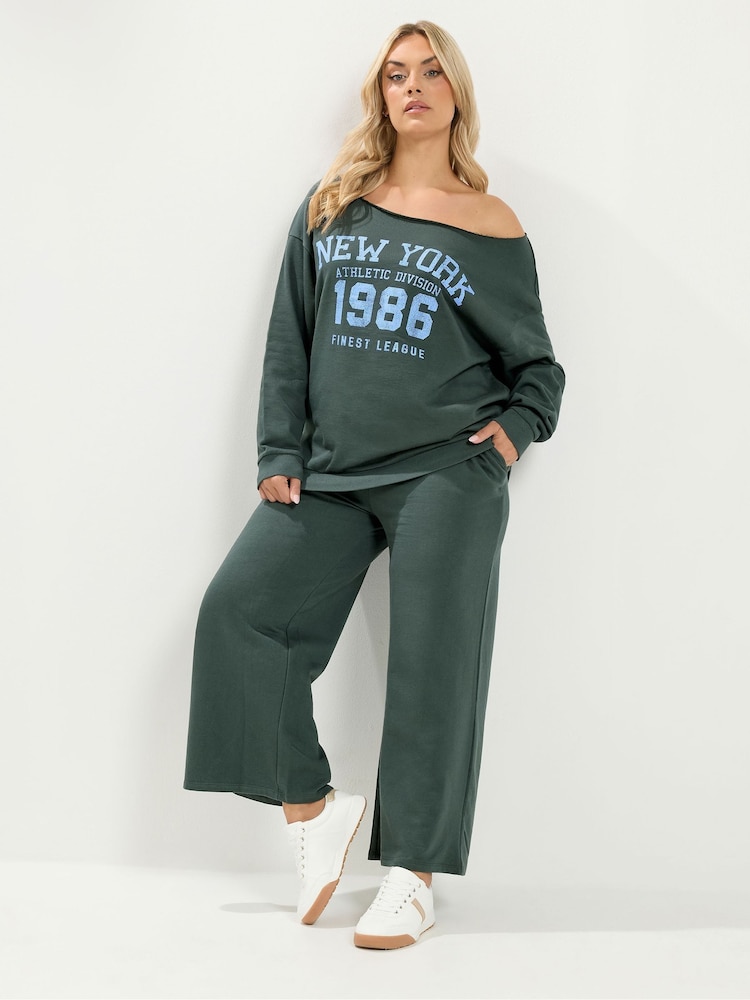 Gray - Yours Curve Slouch Sweatshirt at Jogger Set - Larawan 1 ng 5 Gray - Yours Curve Slouch Sweatshirt at Jogger Set - Larawan 1 ng 5