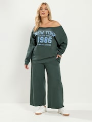 Gray - Yours Curve Slouch Sweatshirt at Jogger Set - Larawan 2 ng 5