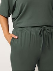 Yours Curve Green Soft Touch Wide Leg Trousers - Image 4 of 5
