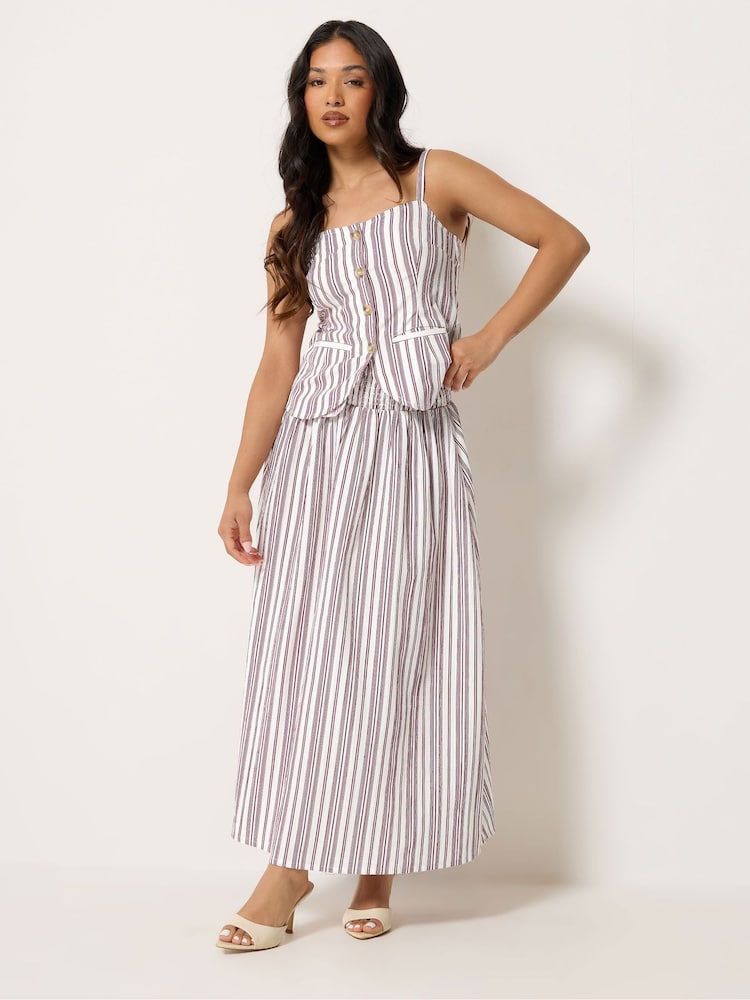 PixieGirl Petite Red Striped Maxi Skirt - Image 1 of 5 PixieGirl Petite Red Striped Maxi Skirt - Image 1 of 5