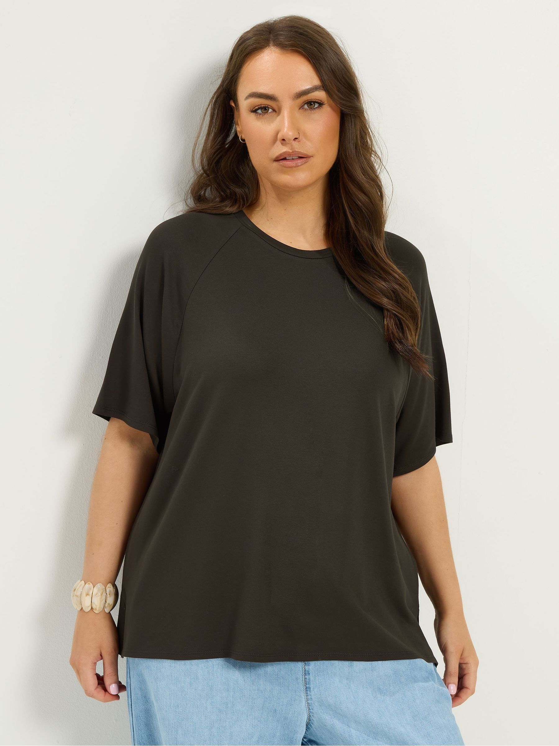 Yours Women's Soft Touch Raglan T-Shirt in Chocolate | Size: 30-32 - Image 3
