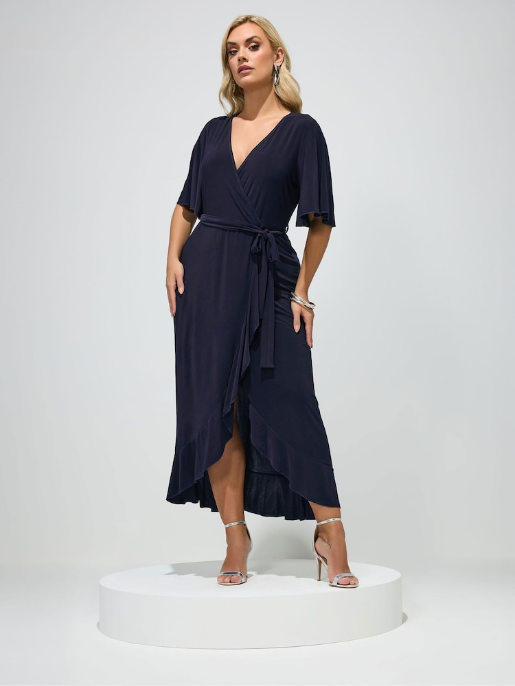 Yours Curve Blue London Wrap Maxi Dress - Image 2 of 5 Yours Curve Blue London Wrap Maxi Dress - Image 2 of 5