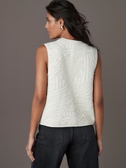 Ecru Quilted Pattern Stitch Jersey Gilet - Image 4 of 8