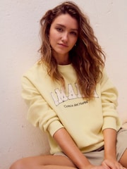 Buttermilk Yellow Boucle Amalfi City Graphic Sweat Top - Image 1 of 7