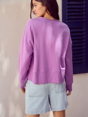 Purple Graphic Beaded Lobster 100% Cotton Crew Neck Longsleeve Sweat Top - Image 3 of 8