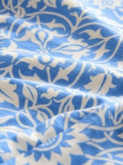 William Morris Blue/White Print Short Sleeve Lace V-Neck Bubblehem 100% Cotton Top - Image 7 of 7